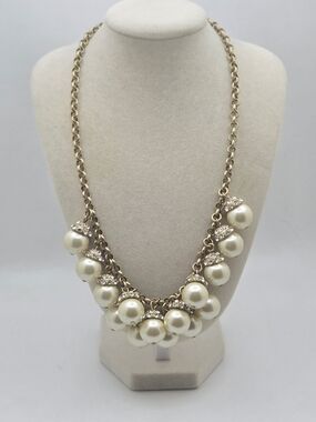 J. Crew Faux Pearl & Rhinestone Rondelle Statement Necklace - 20"